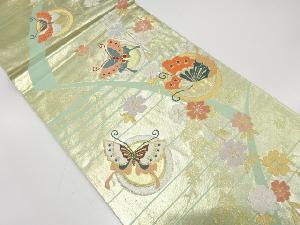 アンティーク　蝶に枝垂れ桜模様織り出し袋帯（材料）